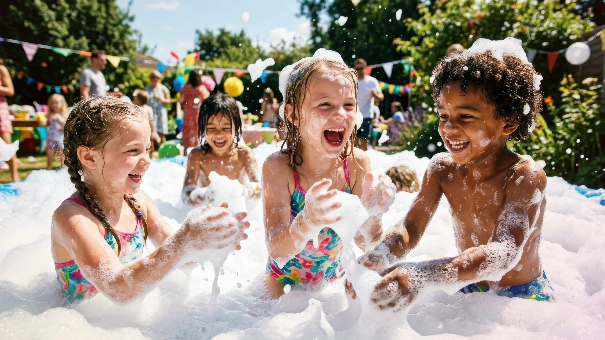 Lively backyard party scene showcasing creative decoration ideas